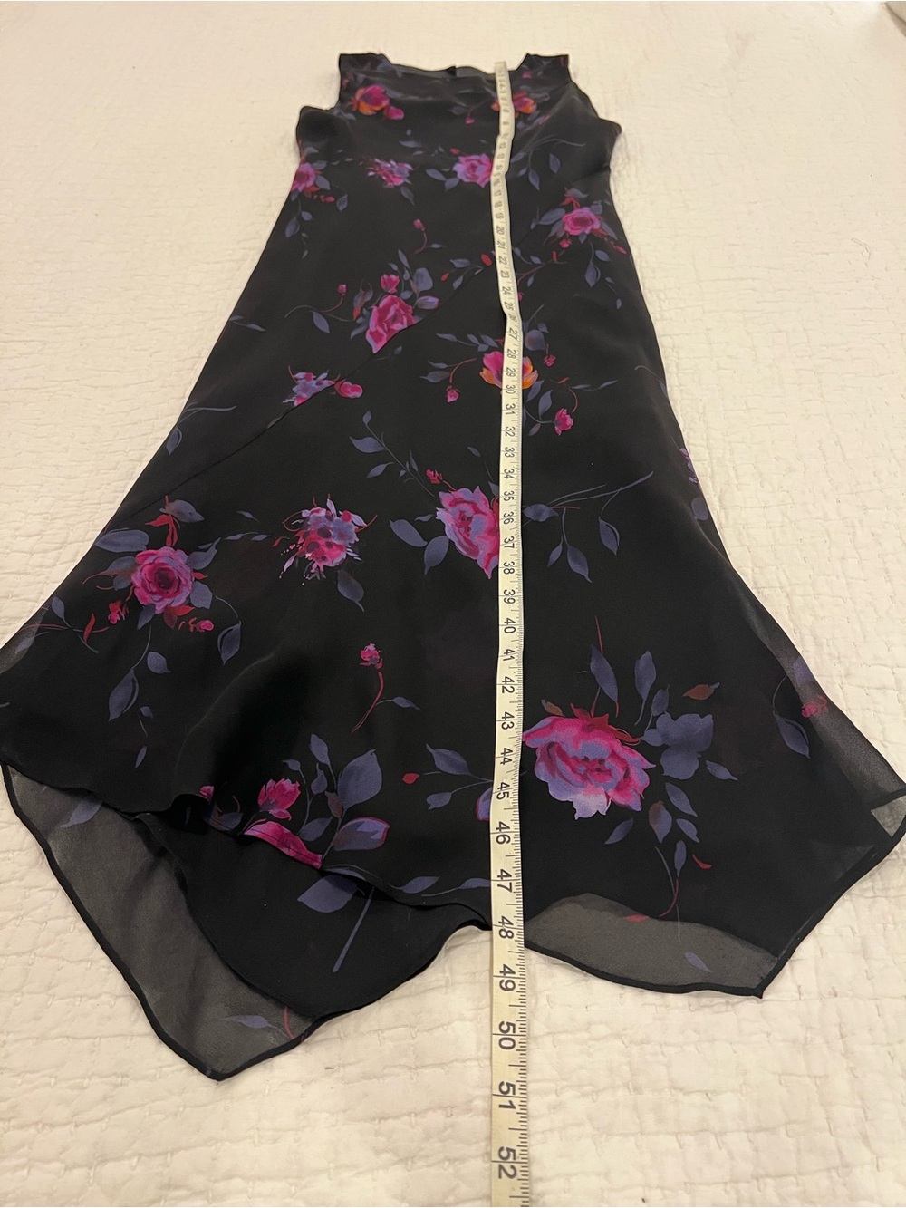 VTG Jones New York Dress 14 Black Silk Dark Floral Maxi Sleeveless Lined 90s Y2K - Picture 13 of 14